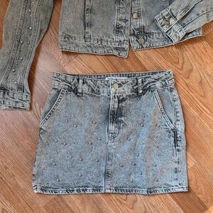 Zara Denim Studded Skirt